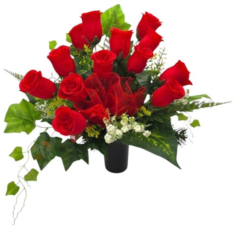 BUKIET RÓŻ WKŁAD DO WAZONU KWIATY NA CMENTARZ GRÓB POMNIK KOMPOZYCJA KWIATOWA
