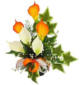 BUKIET WKŁAD DO WAZONU FLAKONU KALIE NA GRÓB CMENTARZ STROIK KWIATY WIOSNA