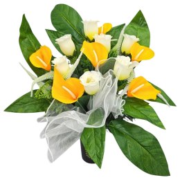 BUKIET WKŁAD DO WAZONU KWIATY NA CMENTARZ GRÓB POMNIK BIAŁY POMARAŃCZOWY