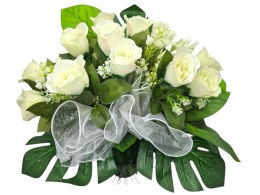 BUKIET WKŁAD DO WAZONU KWIATY NA CMENTARZ GRÓB POMNIK RÓŻE