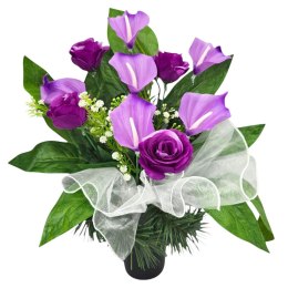 BUKIET WKŁAD DO WAZONU KWIATY STROIK NA CMENTARZ GRÓB POMNIK