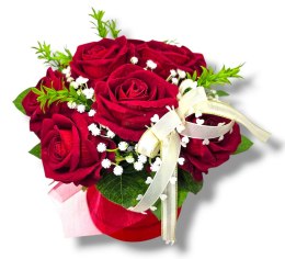 LUKSUSOWY FLOWERBOX CZERWONE RÓŻE W PUDEŁKU NA DZIEŃ MATKI URODZINY IMIENINY
