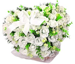 STROIK NA POMNIK SERCE KOMPOZYCJA KWIATOWA BIAŁE RÓŻE NA GRÓB