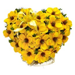 STROIK NA POMNIK SERCE XL KOMPOZYCJA KWIATOWA NA GRÓB ZÓŁTE MAGNOLIE