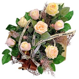 WIĄZANKA NA POGRZEB KWIATY WIENIEC Z DOWOLNYM NAPISEM NA SZARFIE