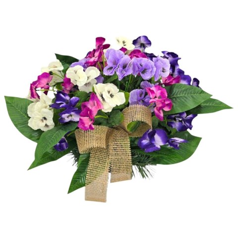 WIOSENNY STROIK NA CMENTARZ KWIATY NA GRÓB POMNIK Z OBCIĄŻENIEM BRATKI