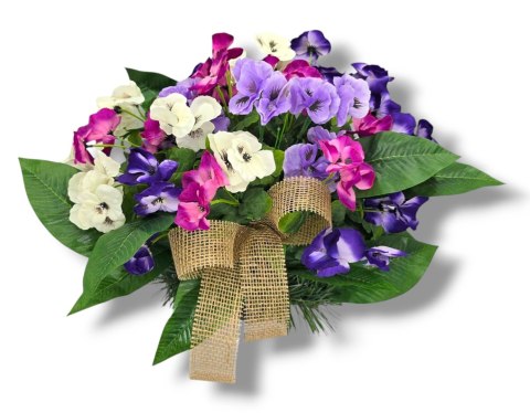 WIOSENNY STROIK NA CMENTARZ KWIATY NA GRÓB POMNIK Z OBCIĄŻENIEM BRATKI