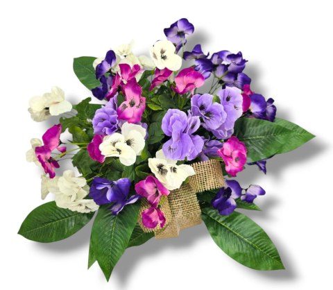 WIOSENNY STROIK NA CMENTARZ KWIATY NA GRÓB POMNIK Z OBCIĄŻENIEM BRATKI