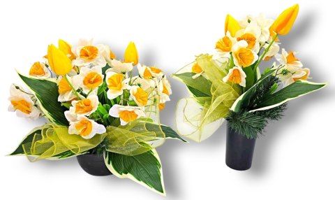 WIOSENNY STROIK NA CMENTARZ KWIATY NA GRÓB Z OBCIĄŻENIEM ŻONKILE TULIPANY