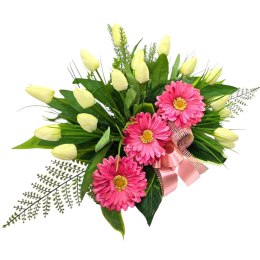 WIOSENNY STROIK NA CMENTARZ WIELKANOC TULIPANY NA GRÓB POMNIK Z OBCIĄŻENIEM