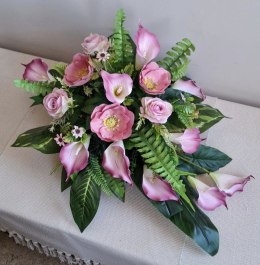 WYJĄTKOWY DUŻY STROIK NA CMENTARZ KWIATY NA GRÓB POMNIK Z OBCIĄŻENIEM KALIE