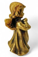 ZŁOTY ANIOŁEK FIGURKA DEKORACYJNA ANIOŁ Z BROKATEM 13CM