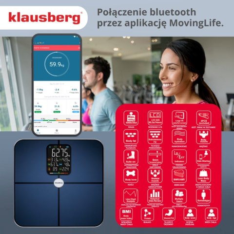 ANALITYCZNA WAGA ŁAZIENKOWA SMART IOS ANDROID KLAUSBERG KB-7940