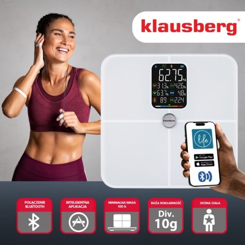 ANALITYCZNA WAGA ŁAZIENKOWA SMART IOS ANDROID KLAUSBERG KB-7941