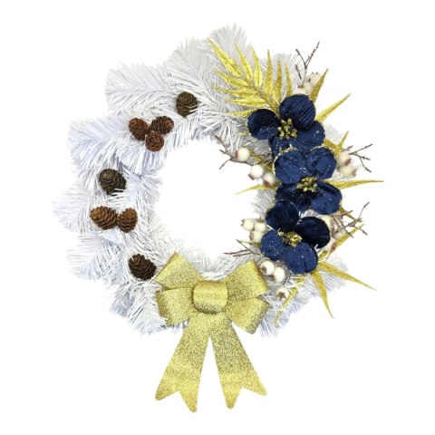 Biały wianek świąteczny na Boże Narodzenie stroik na drzwi handmade