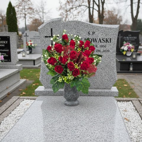 Bukiet flakon stroik na cmentarz kompozycja kwiatowa na grób