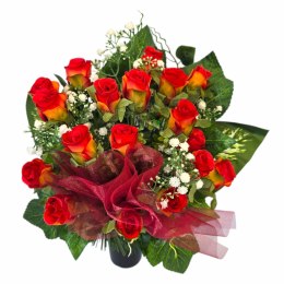 Bukiet flakon stroik na cmentarz kompozycja kwiatowa na grób