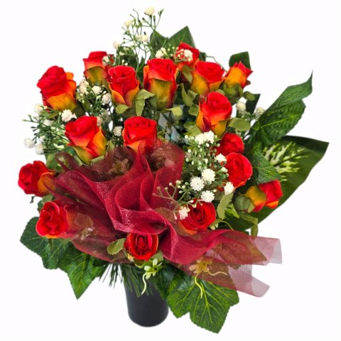 Bukiet flakon stroik na cmentarz kompozycja kwiatowa na grób