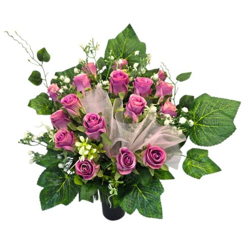 Bukiet flakon stroik na cmentarz kompozycja kwiatowa na grób