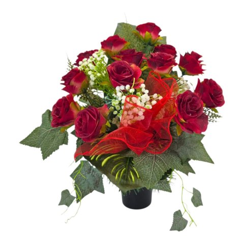 Bukiet flakon stroik na cmentarz kompozycja kwiatowa na wszystkich świętych