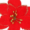 Gwiazda betlejemska POISENCJA 15 cm czerwona + brokat dekoracja z klipsem