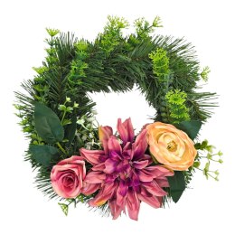 Okrągły stroik wianek wiązanka na cmentarz dekoracja pod znicz