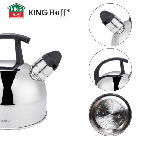 CZAJNIK 1,5L Z GWIZDKIEM KINGHOFF KH-1896 SREBRNY