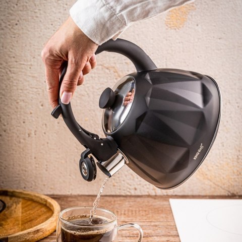 CZAJNIK 2L Z GWIZDKIEM KINGHOFF KH-1997 CZARNY MAT