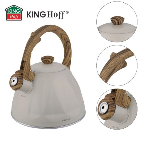 CZAJNIK 2L Z GWIZDKIEM KINGHOFF KH-1998 BEŻOWY MAT
