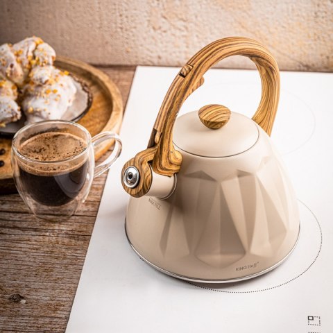 CZAJNIK 2L Z GWIZDKIEM KINGHOFF KH-1998 BEŻOWY MAT