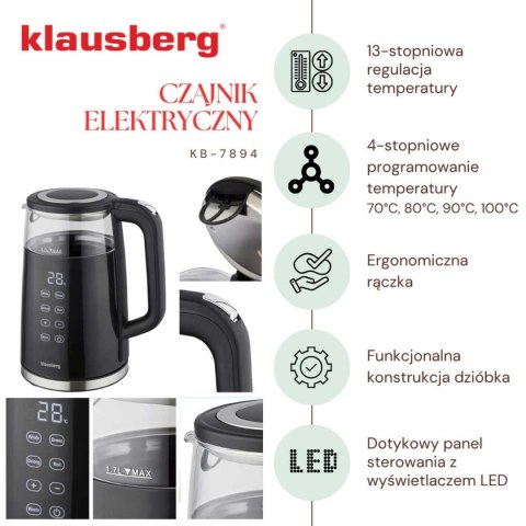 CZAJNIK ELEKTRYCZNY 1,7L KLAUSBERG KB-7894 LED REGULACJA TEMPERATURY