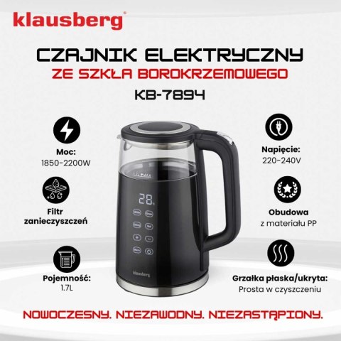 CZAJNIK ELEKTRYCZNY 1,7L KLAUSBERG KB-7894 LED REGULACJA TEMPERATURY
