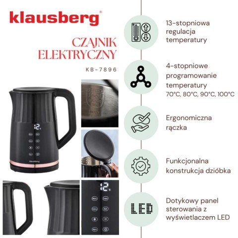 CZAJNIK ELEKTRYCZNY 1,7L KLAUSBERG KB-7896 LED REGULACJA TEMPERATURY