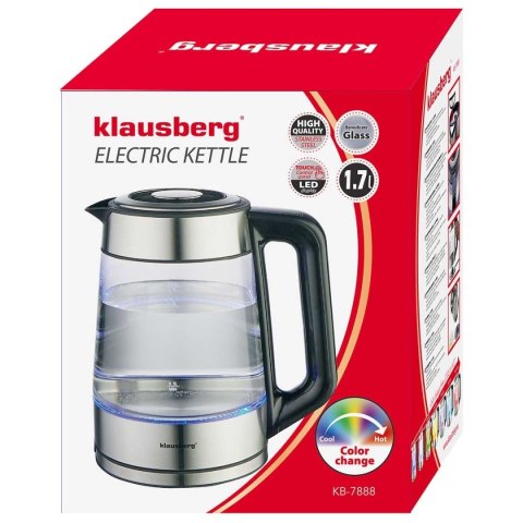 CZAJNIK ELEKTRYCZNY SZKLANY 1,7L KLAUSBERG KB-7888 LED RGB