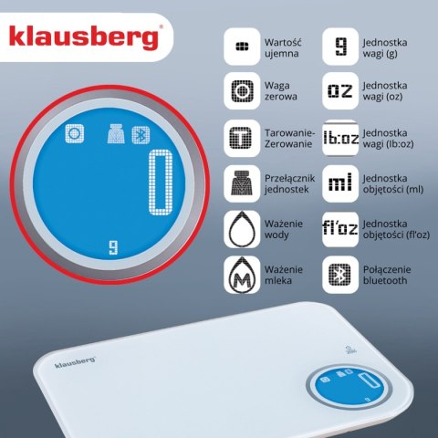 ELEKTRONICZNA WAGA KUCHENNA 5kg KLAUSBERG KB-7938 Bluetooth