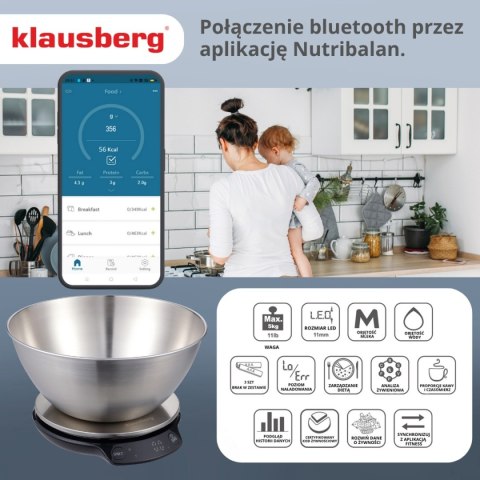 ELEKTRONICZNA WAGA KUCHENNA 5kg/1.8l KLAUSBERG KB-7939 Bluetooth