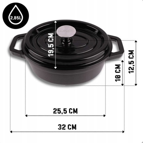 EMALIOWANA BRYTFANNA ŻELIWNA FORMA DO CHLEBA 2,85L HAGE CZARNA