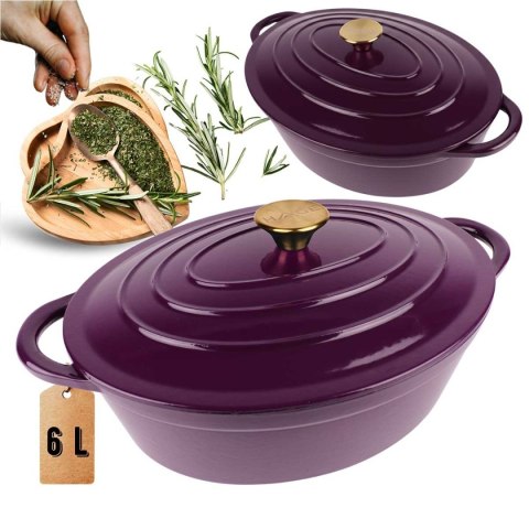 EMALIOWANA BRYTFANNA ŻELIWNA GĘSIARKA 6L HAGE EGGPLANT