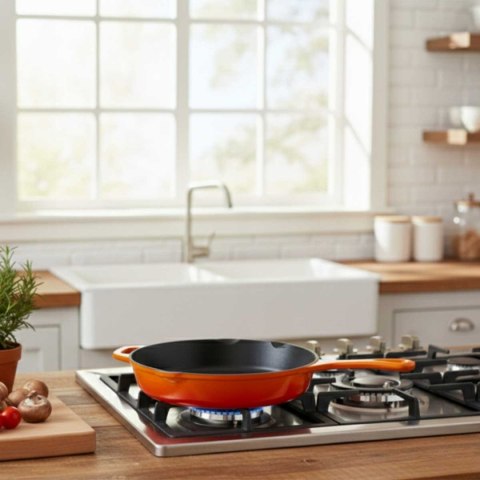 EMALIOWANA PATELNIA ŻELIWNA 26cm HAGE ORANGE