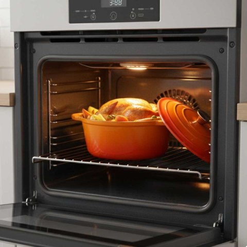 EMALIOWANY GARNEK ŻELIWNY 24cm 4L HAGE ORANGE