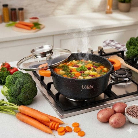 GARNEK GRANITOWY 2,1L 20cm Z POKRYWĄ Z AROMATYZEREM TERRUNA 199104