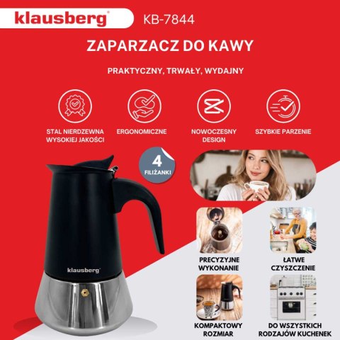 KAWIARKA ZAPARZACZ DO KAWY 200ml KLAUSBERG KB-7844 INDUKCJA