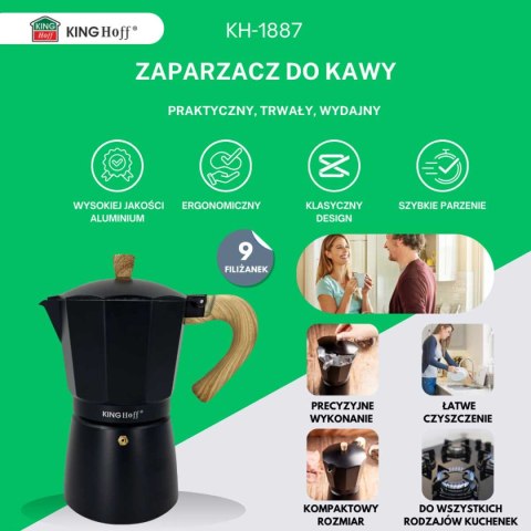 KAWIARKA ZAPARZACZ DO KAWY 450ml KINGHOFF KH-1887 INDUKCJA