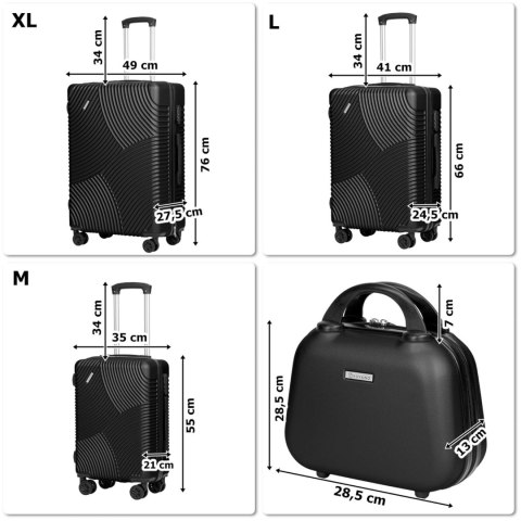 ZESTAW WALIZEK PODRÓŻ NYCH AZORES CZARNY 4W1