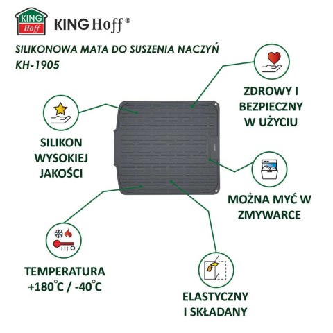 MATA PODKŁADKA SILIKONOWA OCIEKACZ DO NACZYŃ 46x40cm KINGHOFF KH-1905