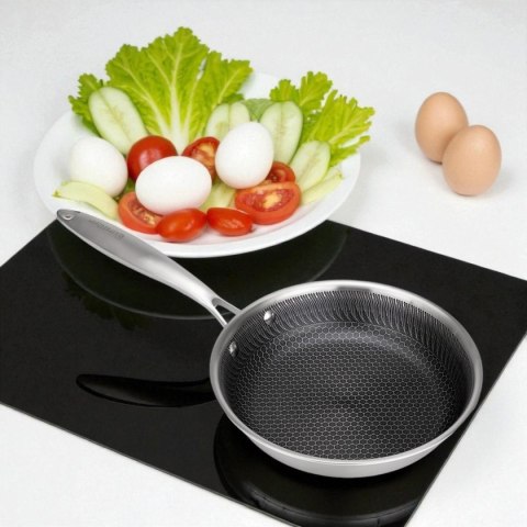 PATELNIA STALOWA 22cm Z POWŁOKĄ PLASTER MIODU E-7546