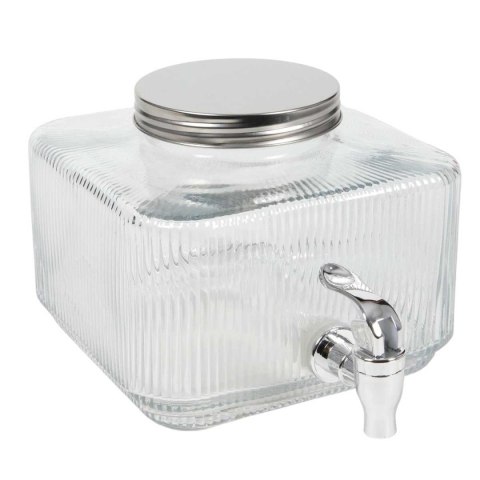 SŁÓJ SZKLANY 3l DO NAPOJÓW Z KRANIKIEM PŁASKI DO LODÓWKI