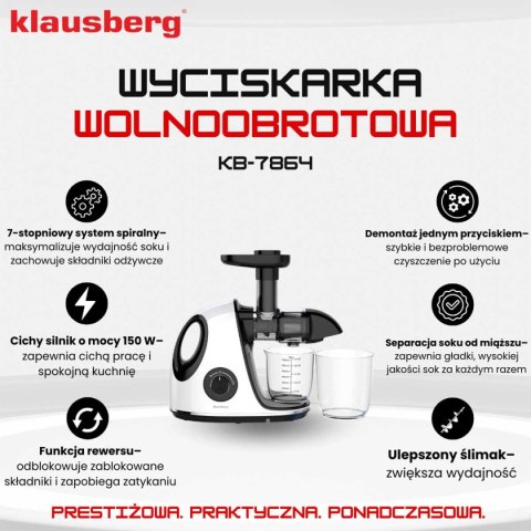 SOKOWIRÓWKA WYCISKARKA WOLNOOBROTOWA KLAUSBERG KB-7864