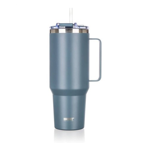 STALOWY KUBEK TERMICZNY TERMOS 1200ml Z RĄCZKĄ I SŁOMKĄ BANQUET TWAIN SZARY