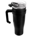 STALOWY KUBEK TERMICZNY TERMOS 1200ml Z RĄCZKĄ I SŁOMKĄ ORION 112284 CZARNY
